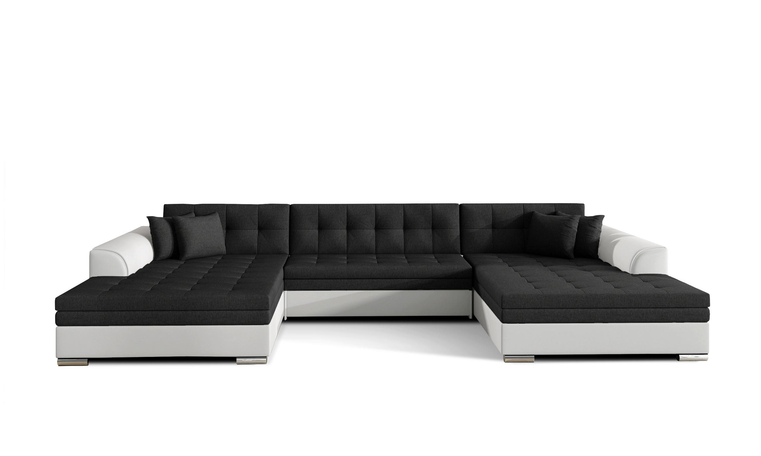 WOHNLANDSCHAFT VENTO U-Form – Großzügiges Ecksofa mit Schlaffunktion & Kissen 359 cm - Schwarz, Kunststoff (359/78/165cm) - Wohnideebilder