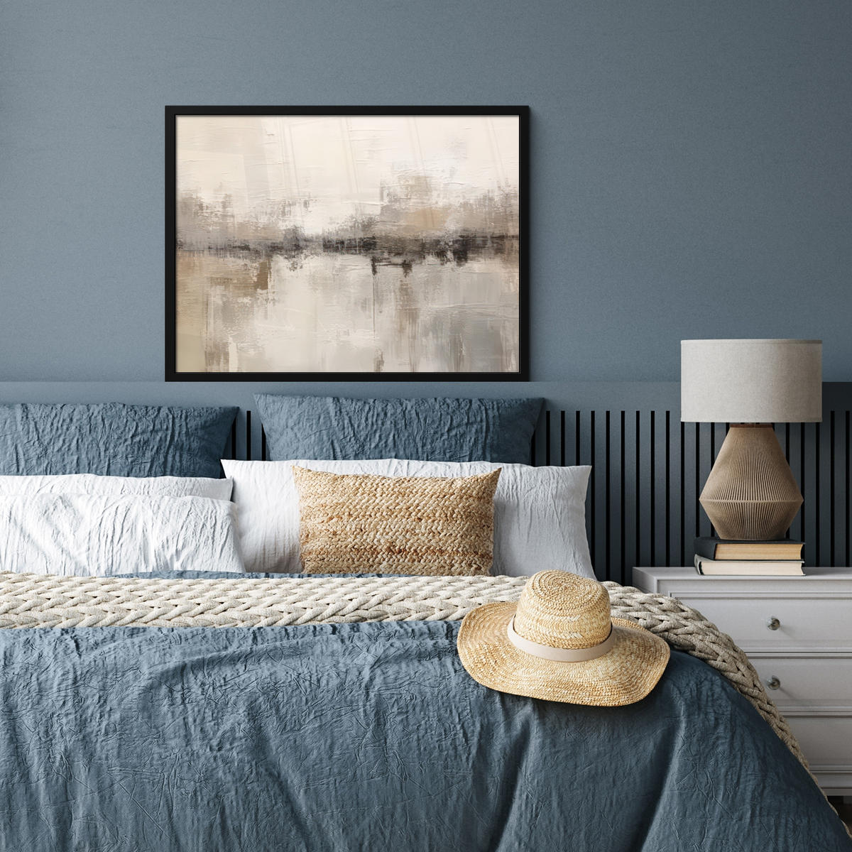 POSTER MIT RAHMEN Moderne Kunst - Abstrakt - Beige 80x60 cm - Beige, Papier (80/60cm) - MuchoWow