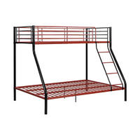 ETAGENBETT - 90 & 140 x 190 cm - Stahl - Schwarz & Rot - ELEVATIO IV - Rot/Schwarz, Metall - Vente-Unique