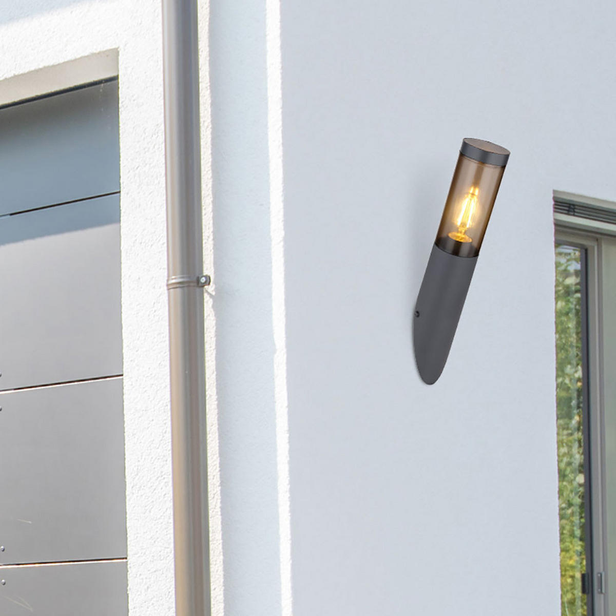 LED AUSSENLEUCHTE Grau Rauchoptik - Grau, Metall (17/7.6/40cm) - Globo Lighting