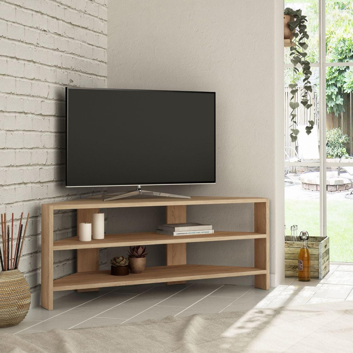 TV-ECKMÖBEL 3 Regale L114 cm - Thales - Eichefarben, Holzwerkstoff (36/45/114cm) - Calicosy