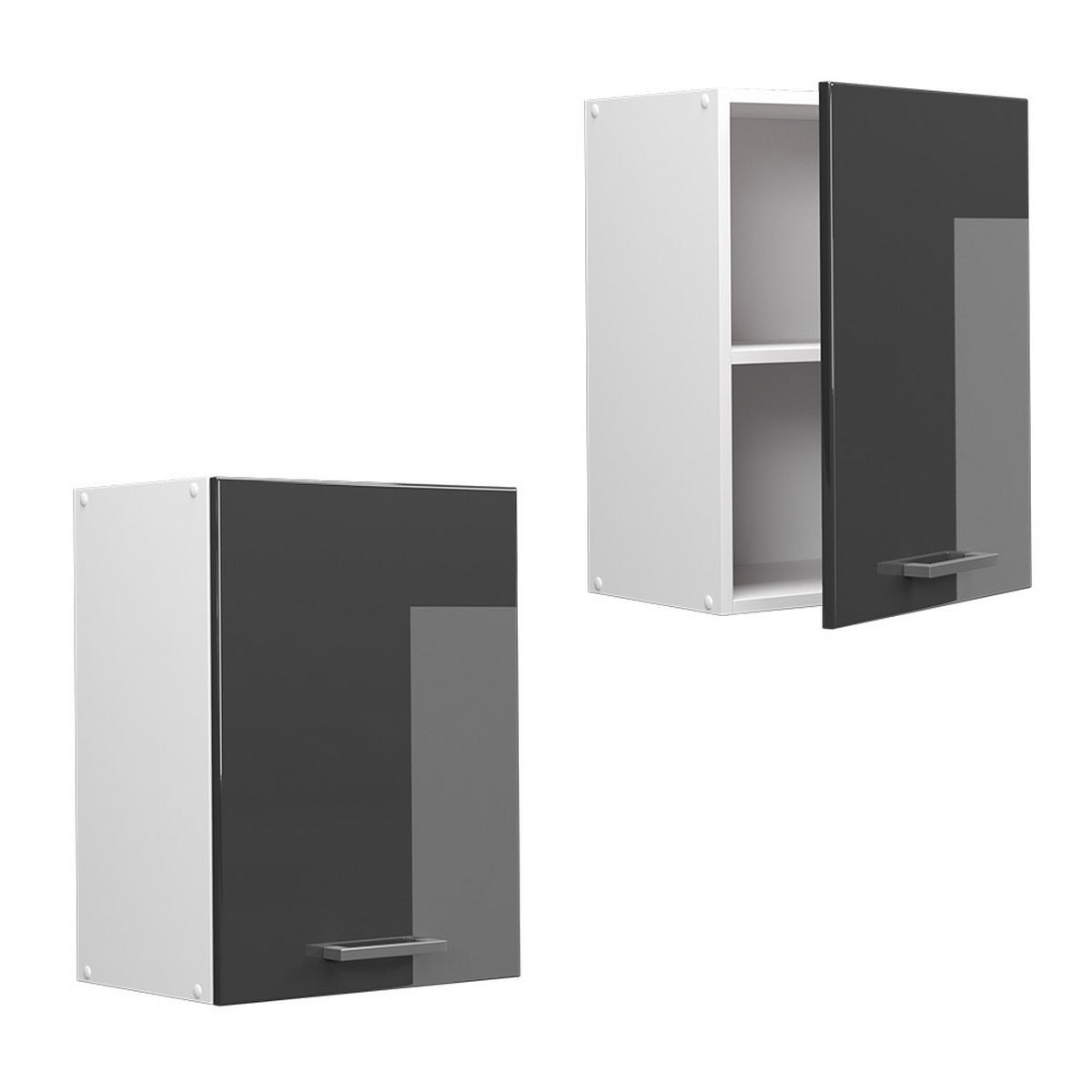 HÄNGESCHRANK R-Line Anthrazit Hochglanz 45 cm - Weiß Hochglanz/Anthrazit, Holzwerkstoff (45/60/31cm) - Vicco