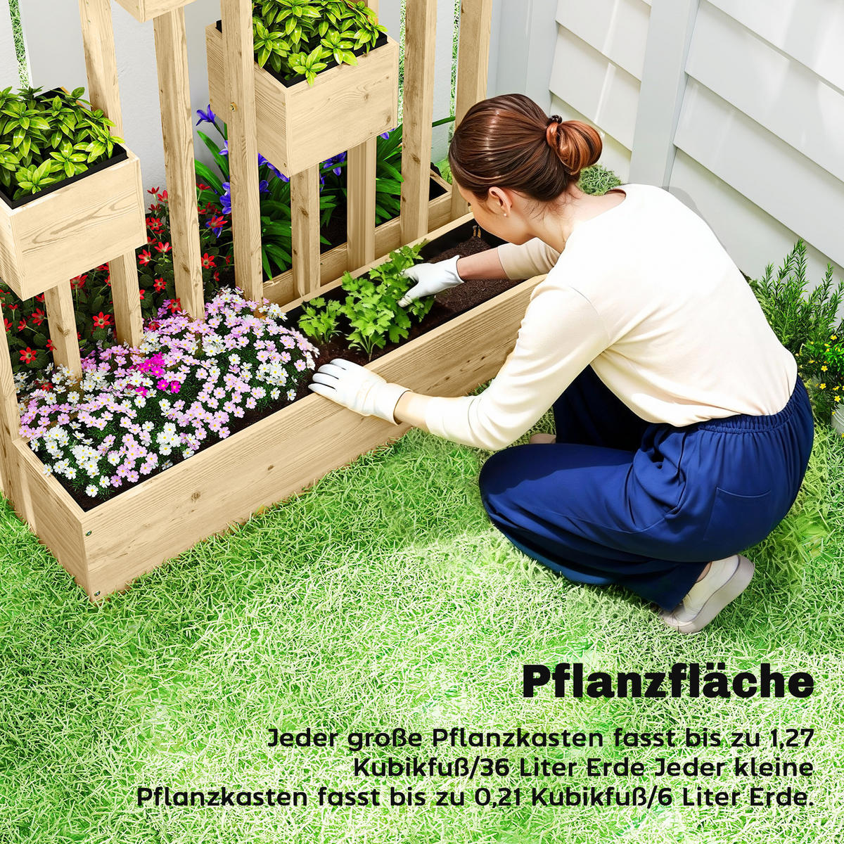 HOCHBEET aus Tannenholz 90/45/170 cm - Naturfarben, Holz (45/170/90cm) - Outsunny