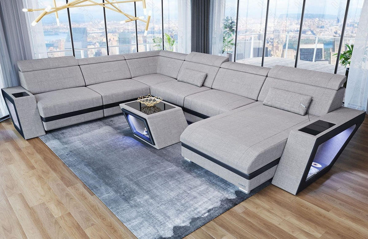 WOHNLANDSCHAFT Catania Macchiato Schwarz Strukturstoff - Braun, Kunststoff (349/89/264cm)