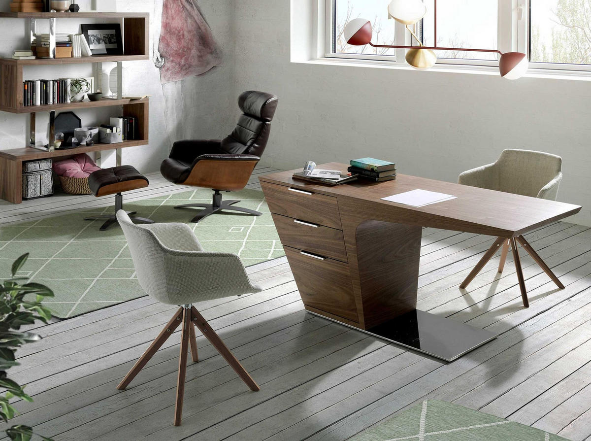 FUSSBANK Hocker aus schokoladenbraunem Leder 52/42/39 cm - Kastanienfarben/Dunkelgrau, Leder/Metall (52/39/42cm) - ANGEL CERDA