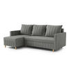 ECKSOFA FOX L-förmig Modernes Verstellbare Kopfstützen Luxuriöser Velours Schlaffunktion lose Rückenkissen freistehend LINKS 146x224x98 cm Dark grey - Dunkelgrau, Holz/Textil (146/224cm) - DomoHome