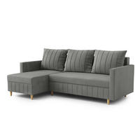 ECKSOFA FOX L-förmig Modernes Verstellbare Kopfstützen Luxuriöser Velours Schlaffunktion lose Rückenkissen freistehend LINKS 146x224x98 cm Dark grey - Dunkelgrau, Holz/Textil (146/224cm) - DomoHome