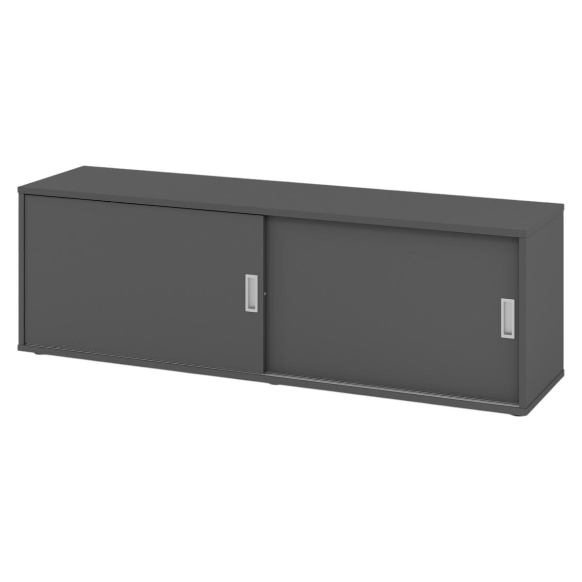 LOWBOARD mit Schiebetür 40/160/52 cm in Graphitfarben - Graphitfarben, Holzwerkstoff (160/52/40cm) - bümö