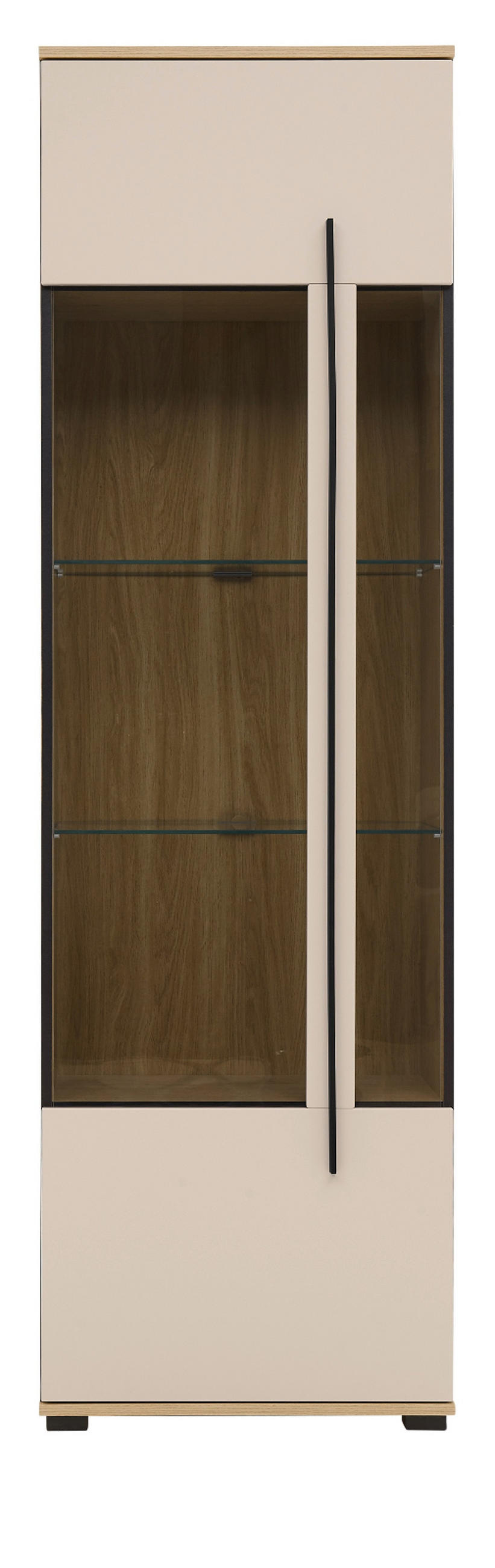 VITRINE Kaschmir, Eiche 60 cm, Vitrinenschrank für Wohn- und Esszimmer - Kaschmir/Eichefarben, Glas/Holzwerkstoff (60/200/37cm) - Furn.Design