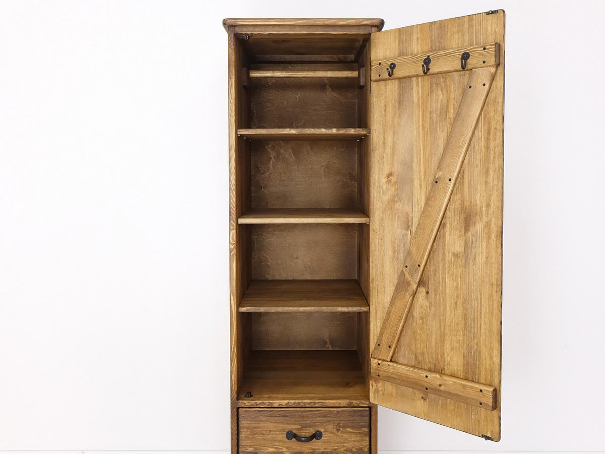 KLEIDERSCHRANK aus Massivholz Rustyk 1D - Dunkelbraun/Schwarz, Holz (57/190/60cm) - Seart