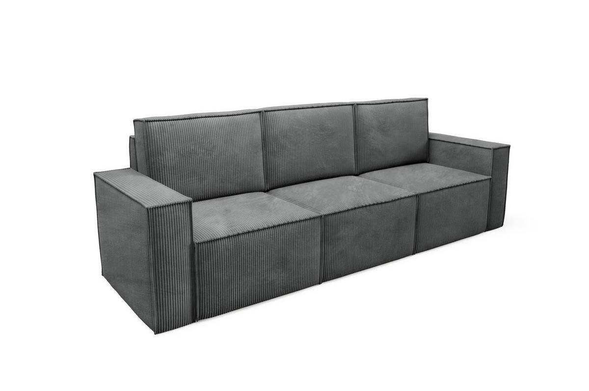 SOFA Orto Dunkelgrau, Dreisitzer Polstersofa - Dunkelgrau, Holzwerkstoff/Textil (247/93/82cm) - Bettso