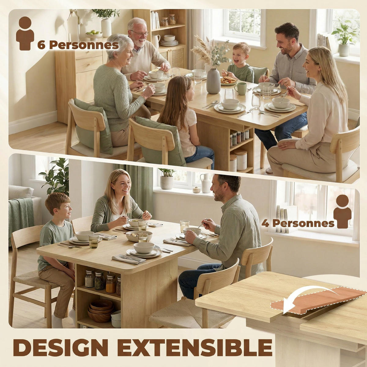 AUSZIEHTISCH Naturholzfarben Säulenfuß mit Ablagefächern 130/70/75 cm - Naturfarben, Holz (70/130/75cm) - PANGIVO