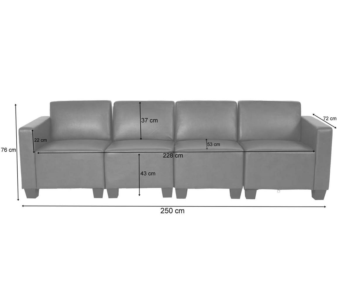 4-SITZER SOFA Grau - Grau, Textil (250/76/72cm) - MCW