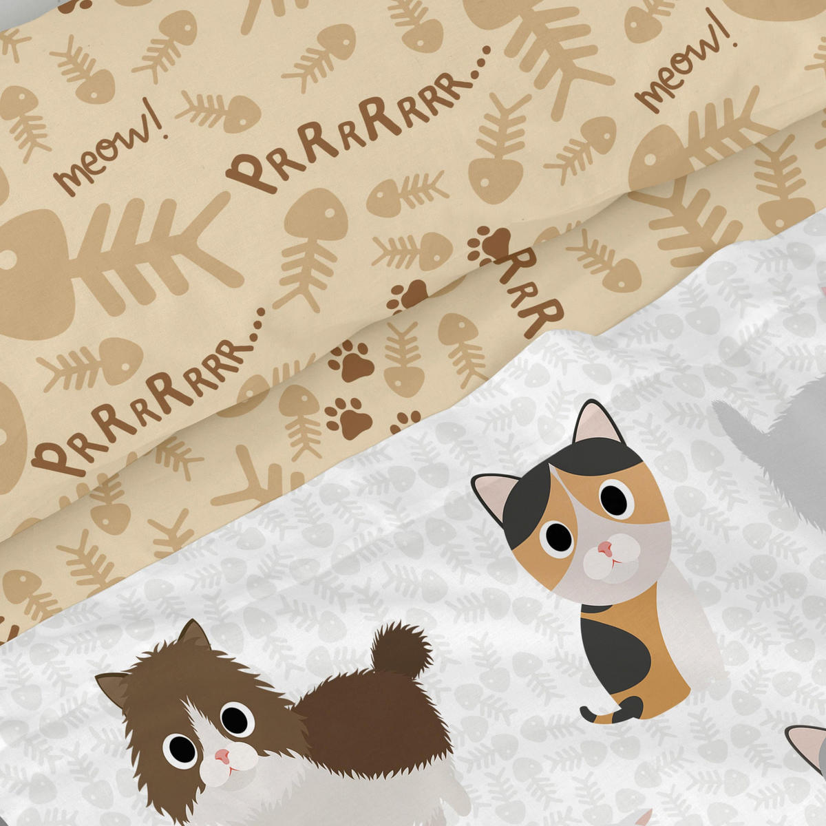 BETTWÄSCHE 2er-Set teiliges cats 180x270 cm mehrfarbig - Multicolor, Textil (180/270cm) - Happy Friday