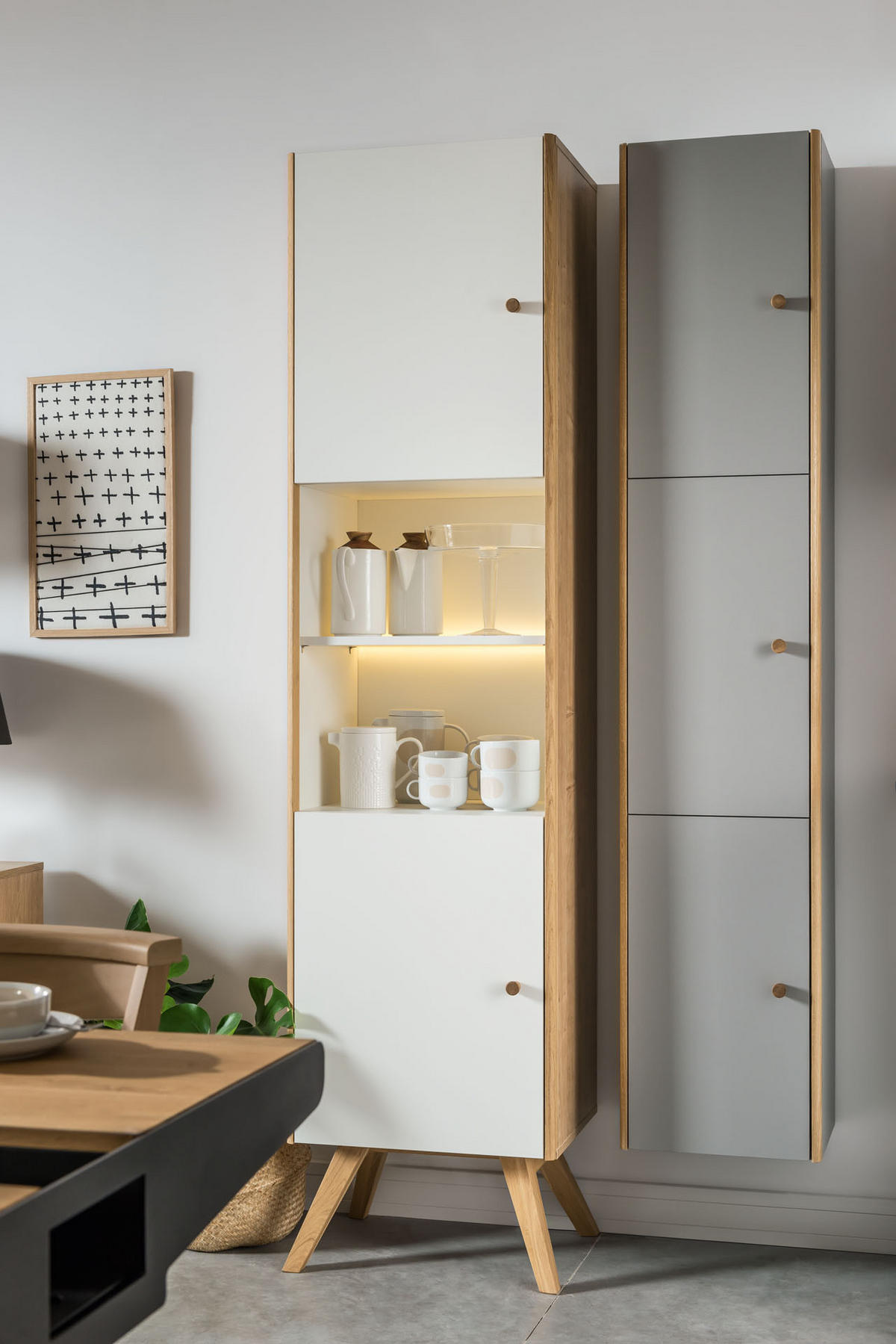 WOHNZIMMERSCHRANK NATURE - Weiß, Holzwerkstoff (51/208/40cm) - Vox Möbel