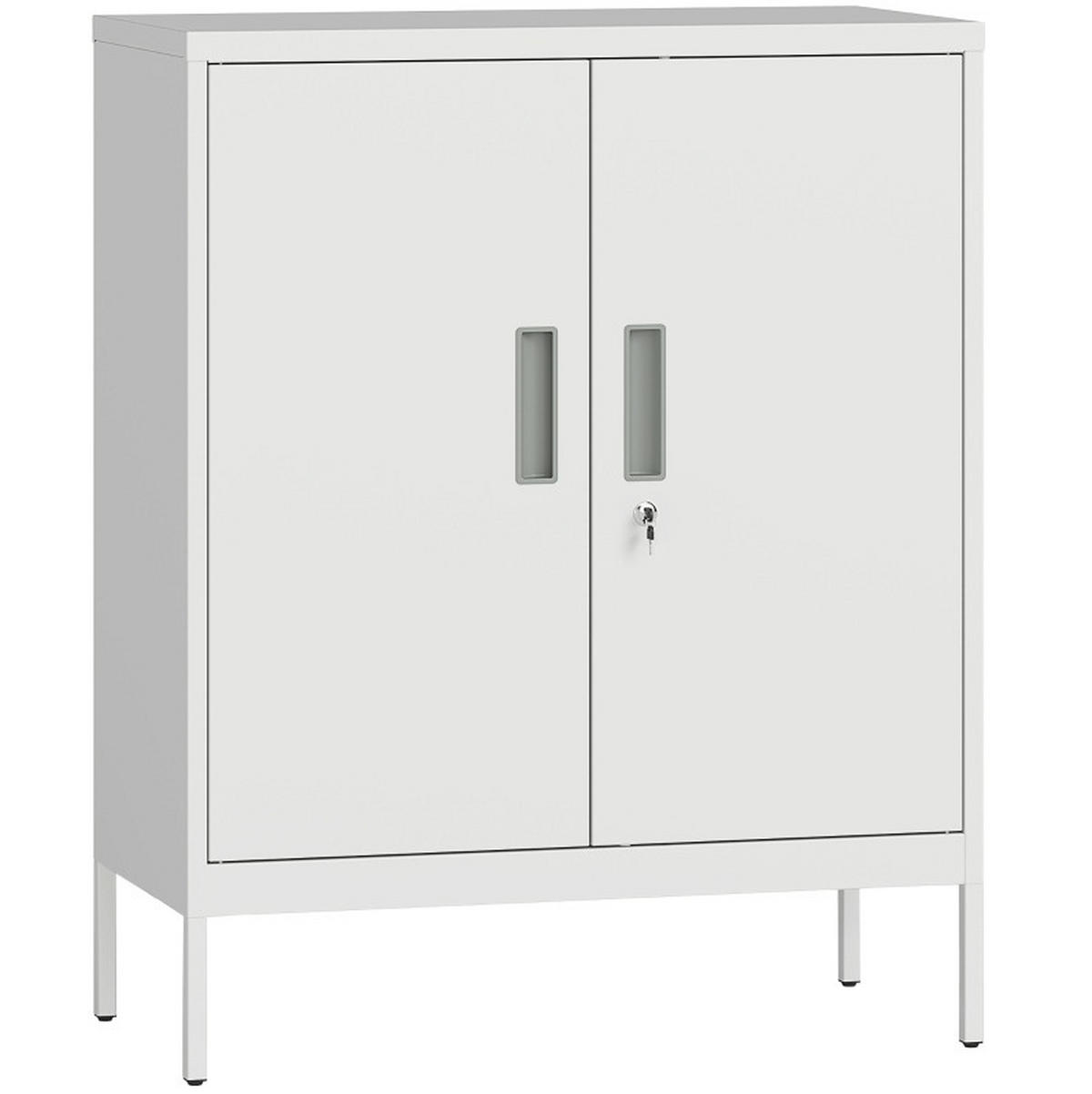 MEHRZWECKSCHRANK 80/40/100 cm mit 2 verstellbaren Einlegeböden und Schloss, aus Stahl, Weiß - Weiß, Metall (80/100/40cm) - Redom