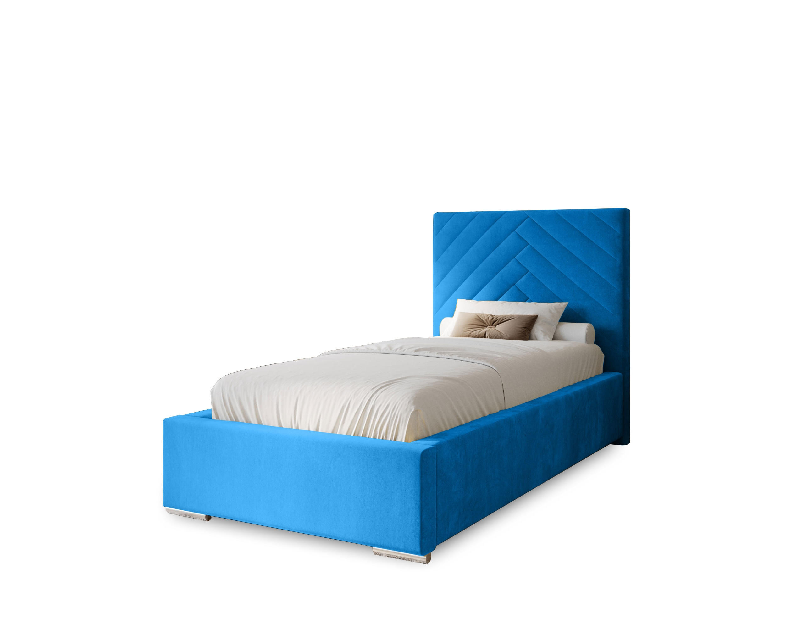 POLSTERBETT Aura 80x200 cm, Einzelbett mit Bettkasten und Lattenrost aus Holz, Velourstoff: Blau - Blau, Holz/Kunststoff (80/200cm) - Marpur