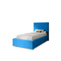 POLSTERBETT Aura 80x200 cm, Einzelbett mit Bettkasten und Lattenrost aus Holz, Velourstoff: Blau - Blau, Holz/Kunststoff (80/200cm) - Marpur