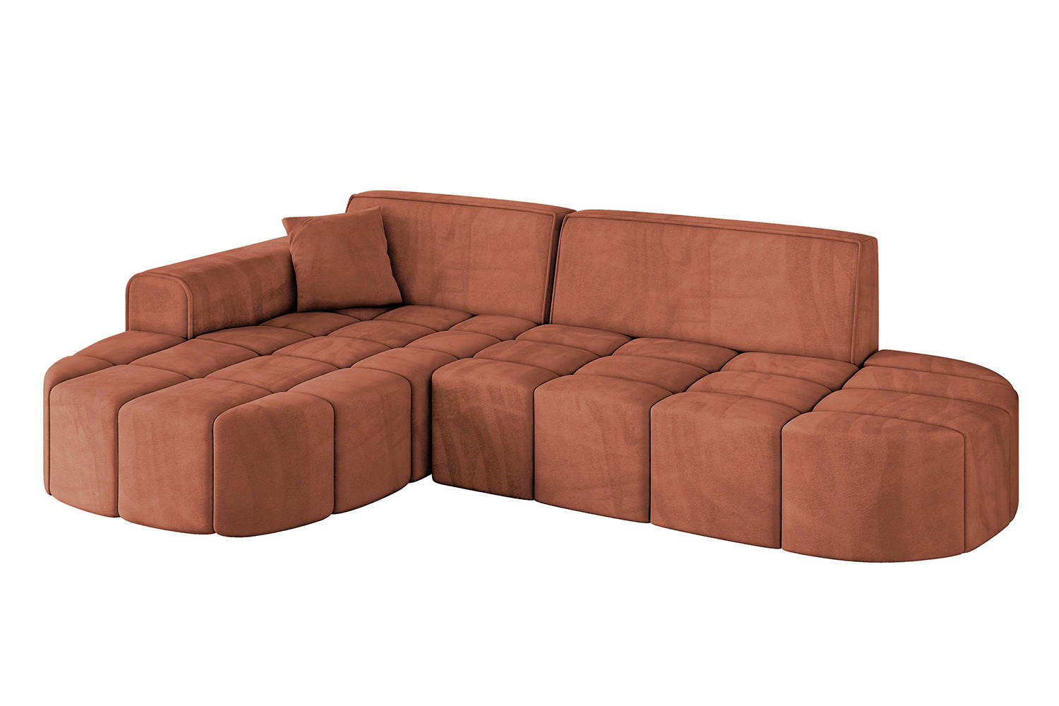 ECKSOFA Ottomane Links LIVO-L1 - 252x173x79,5 cm Apricot - Koralle, Holzwerkstoff/Textil (252/173cm) - ALTDECOR