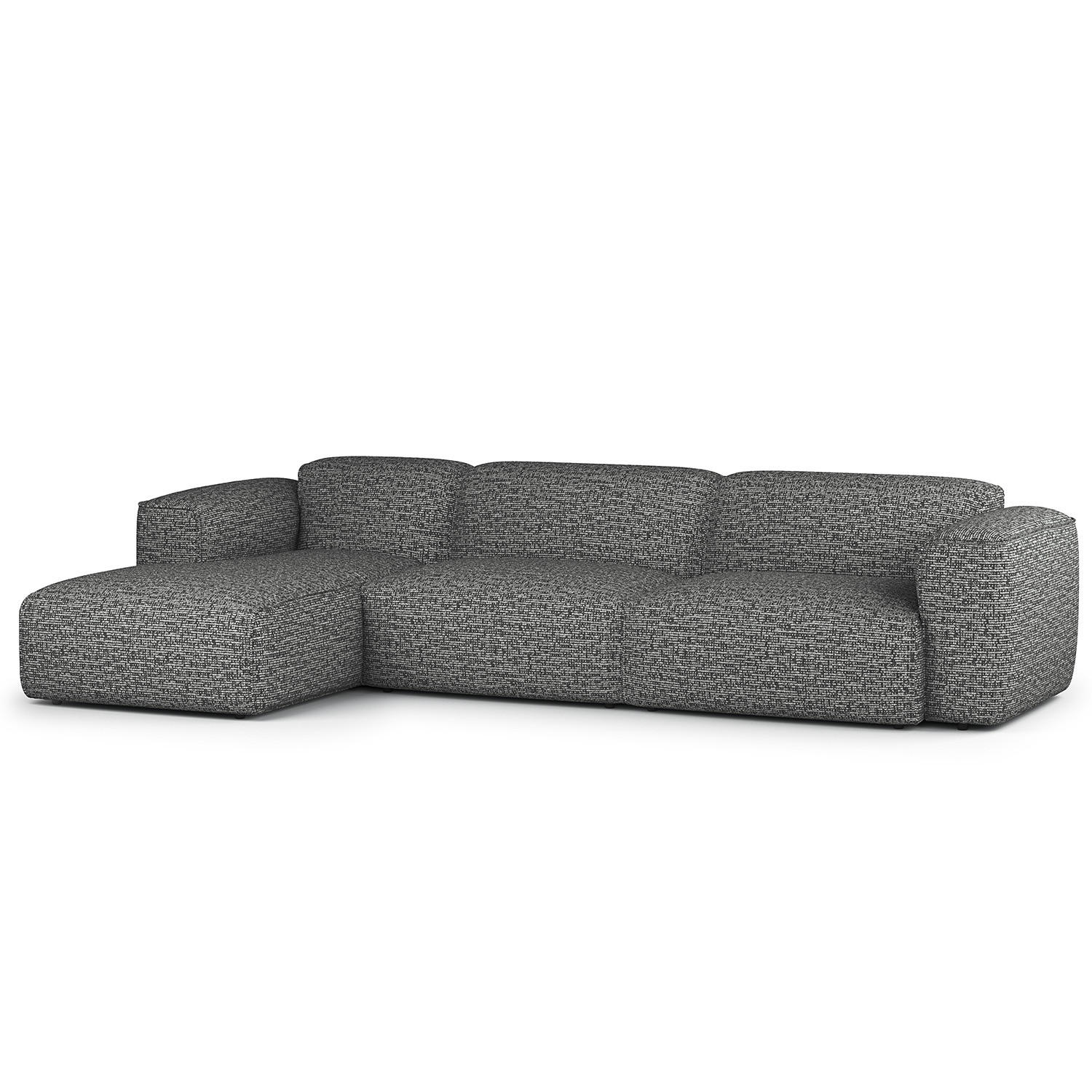 3-SITZER ECKSOFA mit Longchair - Schwarz/Grau, Kunststoff/Textil (317/173cm) - home24