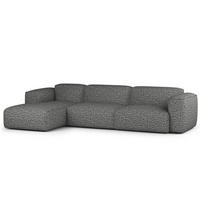 3-SITZER ECKSOFA mit Longchair - Schwarz/Grau, Kunststoff/Textil (317/173cm) - home24