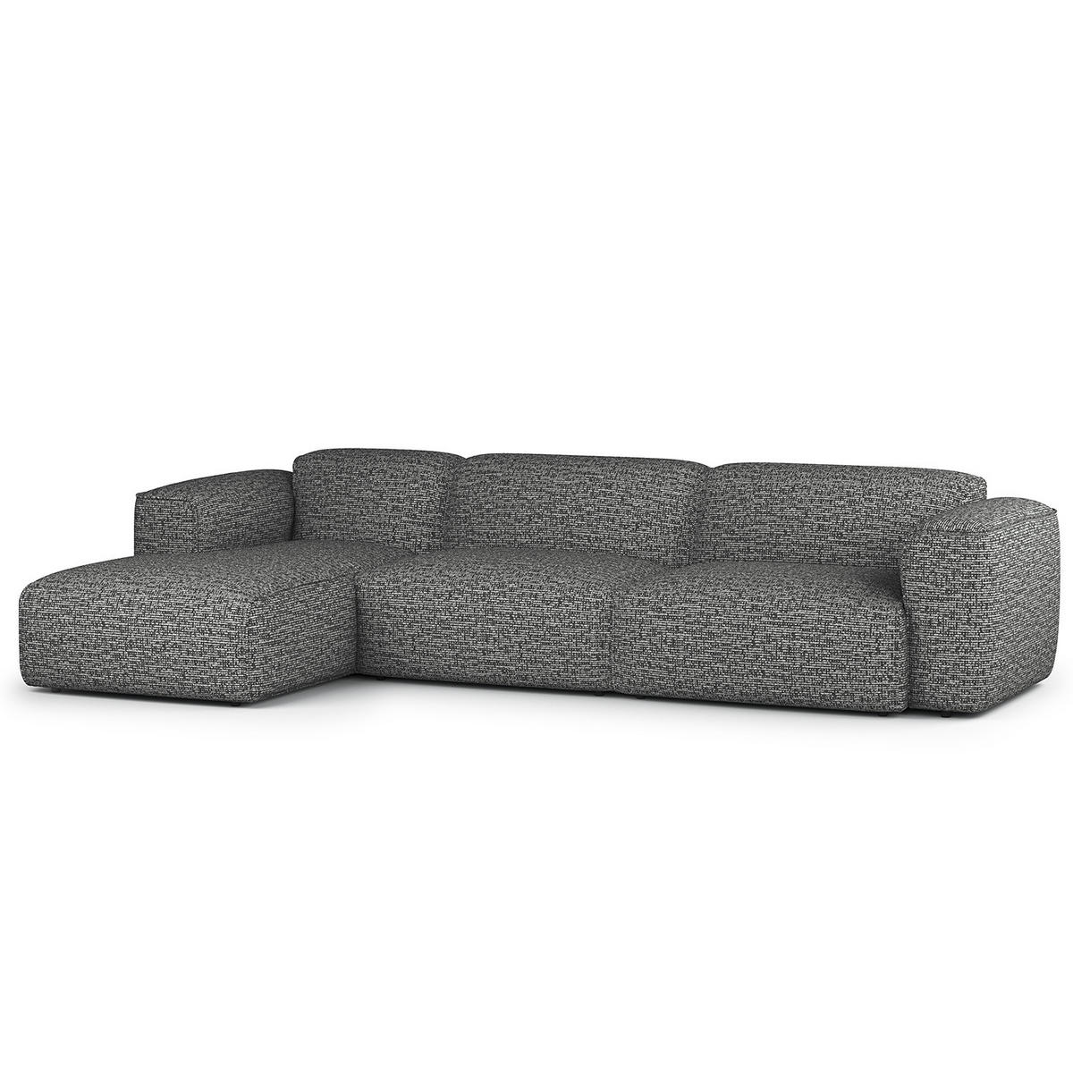 3-SITZER ECKSOFA mit Longchair - Schwarz/Grau, Kunststoff/Textil (317/173cm) - home24