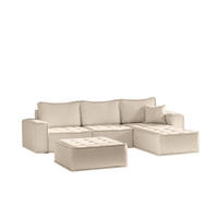 ECKSOFA Sande In Raven - Creme, Holzwerkstoff/Textil (292/192cm) - Fun Möbel