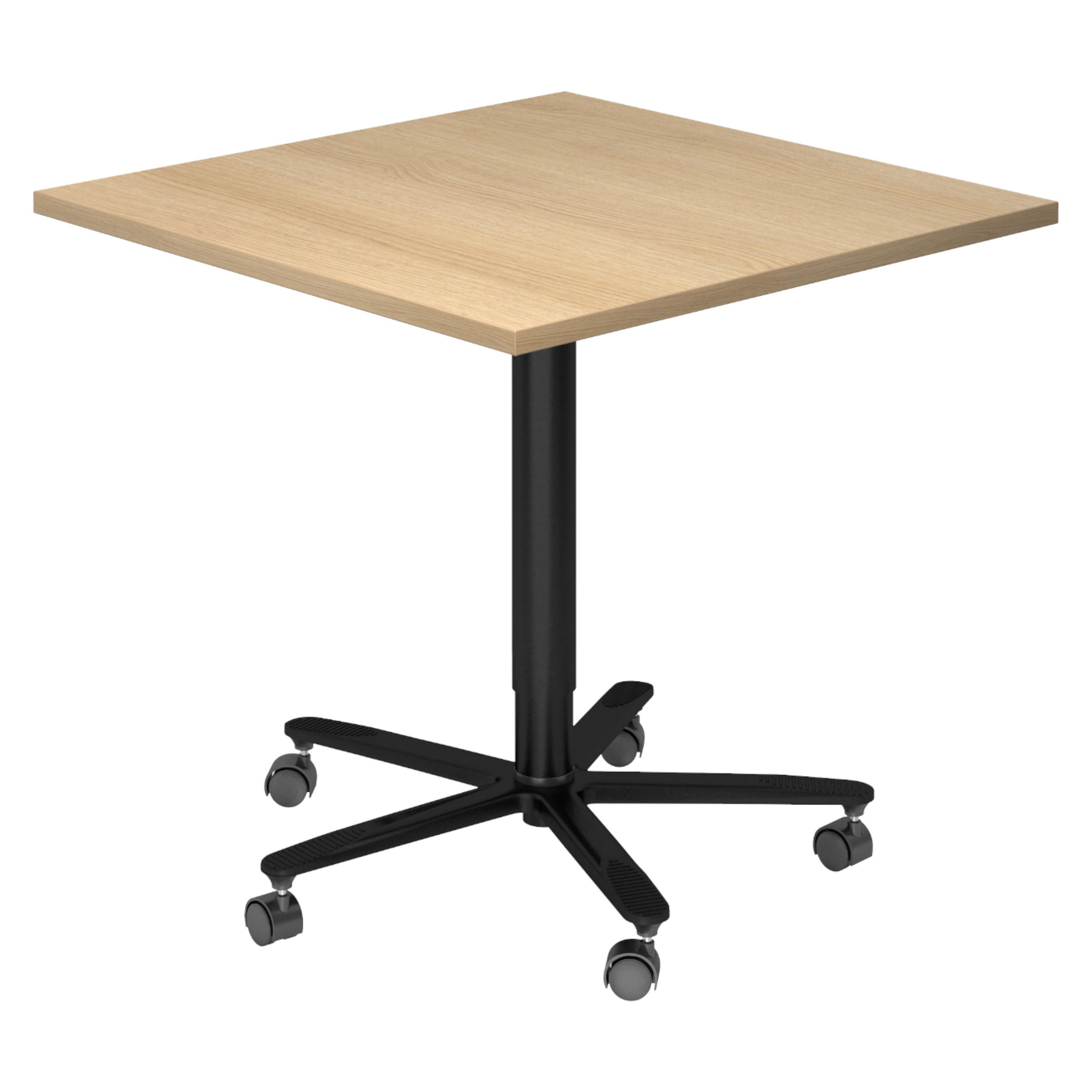 SÄULENHUBTISCH eckig ST 80/80/74 cm in Eichefarben/schwarz - Eichefarben/Schwarz, Holzwerkstoff (80/80/74cm) - bümö