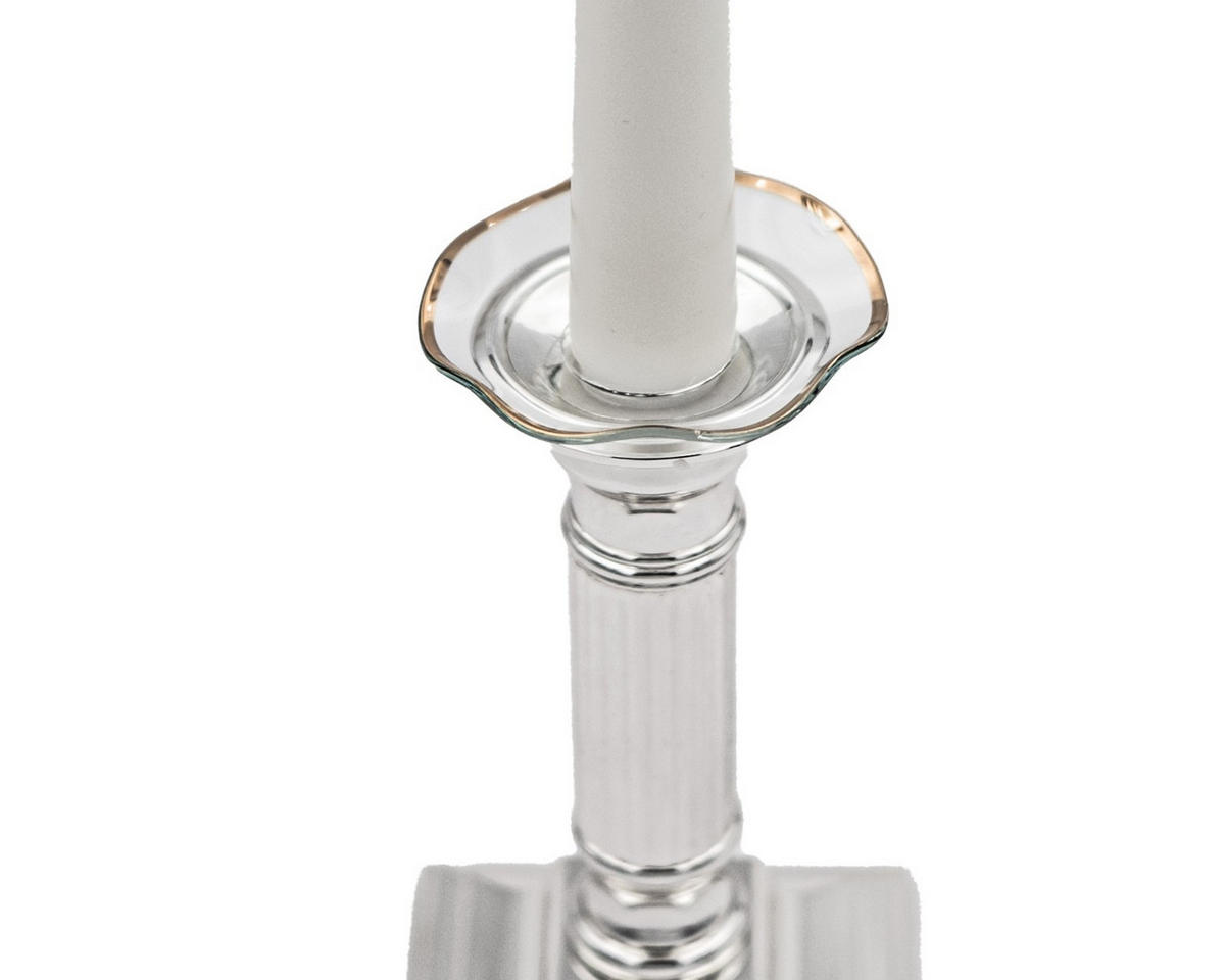 GLAS-KERZENMANSCHETTE (Bobeches) "Gewellt Goldrand" für Kerzen bis Ø 25 mm - Transparent, Paraffin (7/0.2/7cm) - Holfeuer Crystal Design