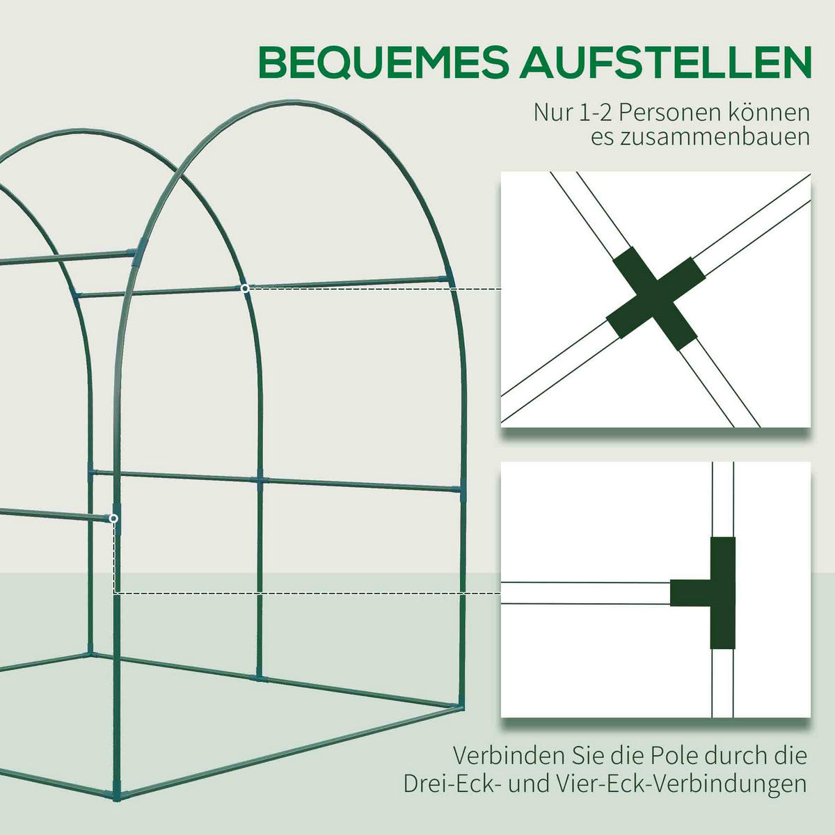 GEWÄCHSHAUS DE-05844 tragbar mit Stahlrahmen 180/180/200 cm Grün - Grün, Kunststoff/Metall (180/200/180cm) - ComfortXL