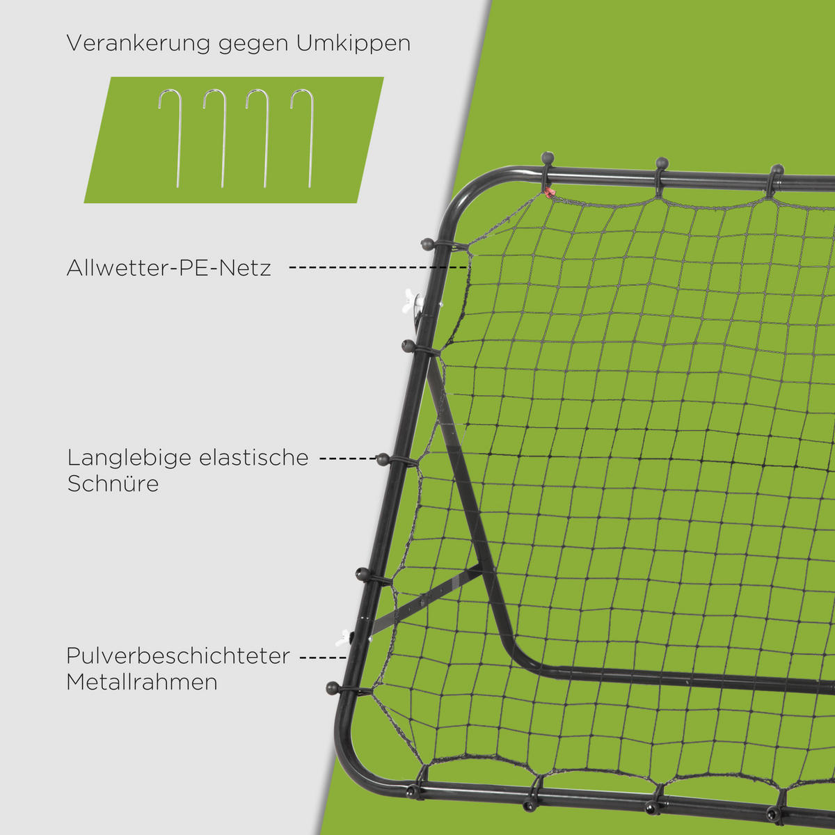 FOTBALOVÁ BRÁNA, PE, černá, 96L x 80Š x 96V cm - černá, kov (80/96cm) - HOMCOM