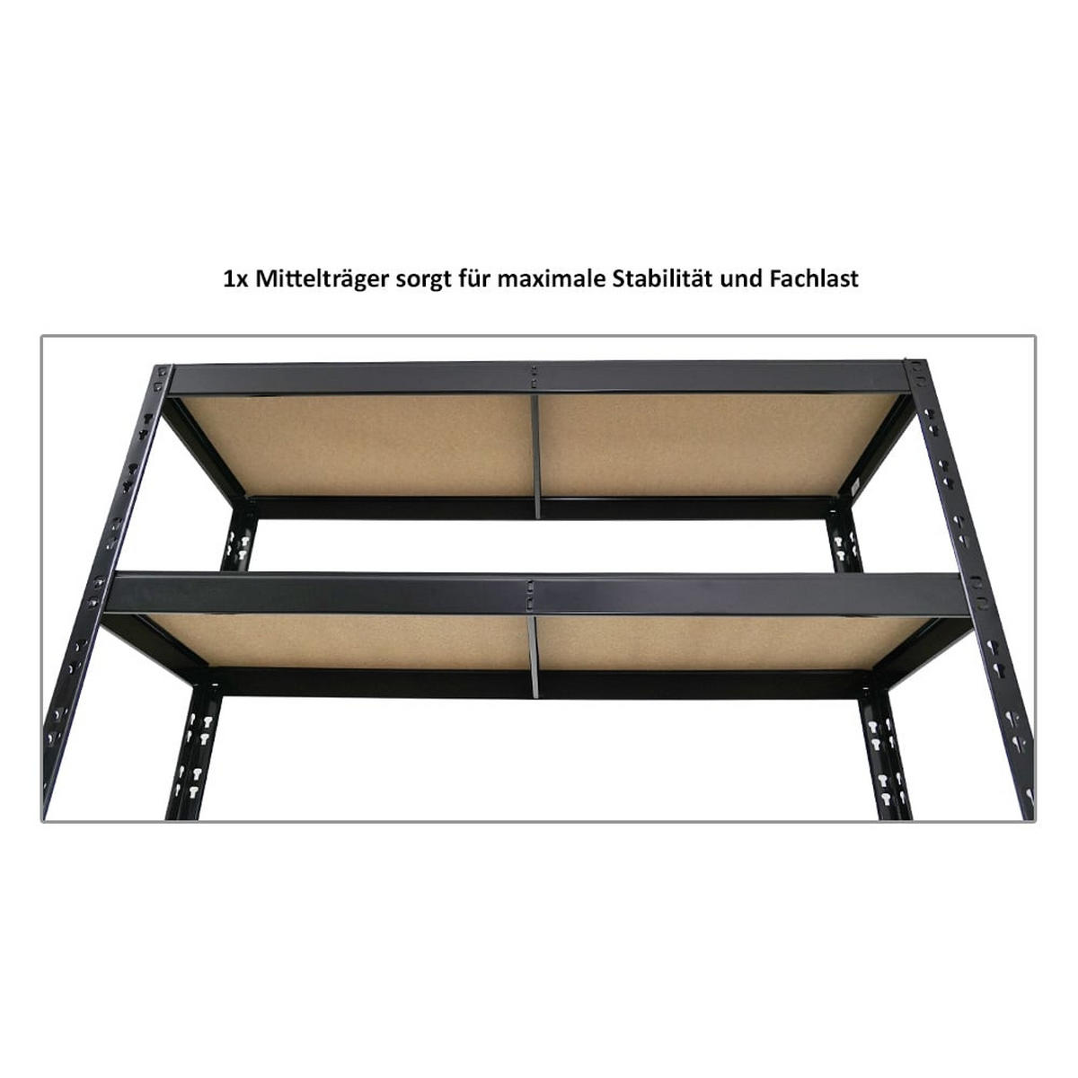 REIFENREGAL Tiger 2er-Set 180x120x40 cm bis zu 12 Reifen auf 2 Ebenen mit 2 Fachboden Schwarz - Schwarz, Metall (240/180/40cm) - PROREGAL