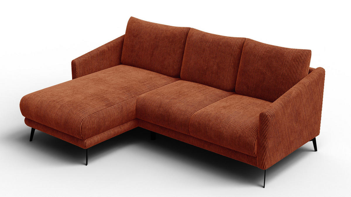 ECKSOFA VILT 3-Sitzer, orange - Schwarz/Orange, Holzwerkstoff/Textil (221/156cm) - Courtois Laville