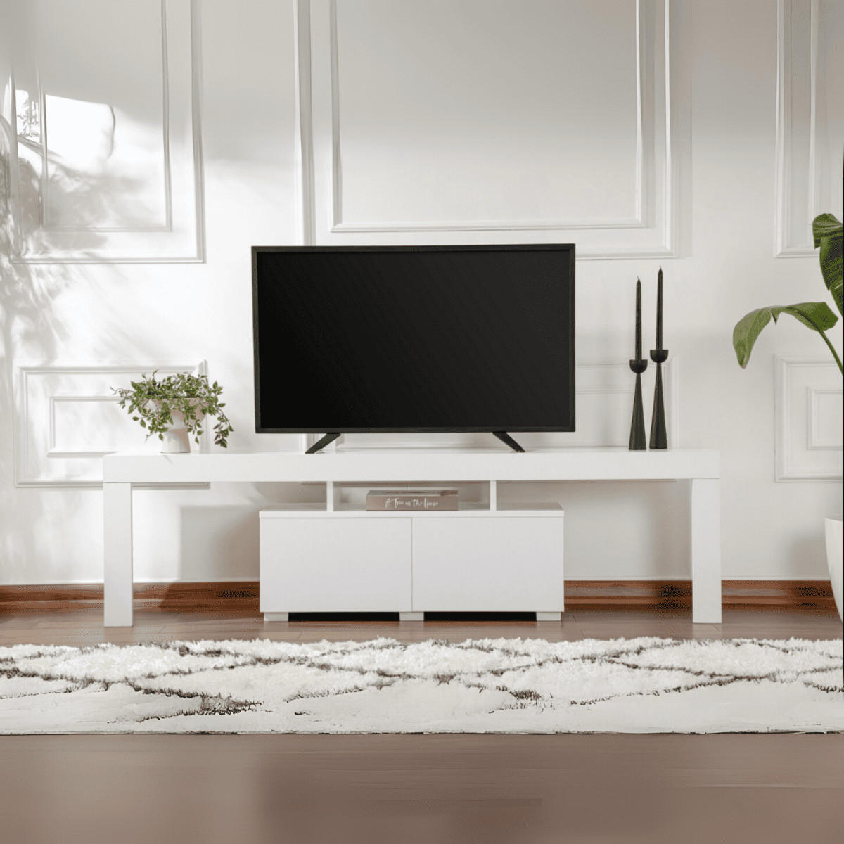 TV-MÖBEL mit 2 Klapptüren 180/31/50 cm - Weiß, Holzwerkstoff (31.3/50/180cm) - Calicosy