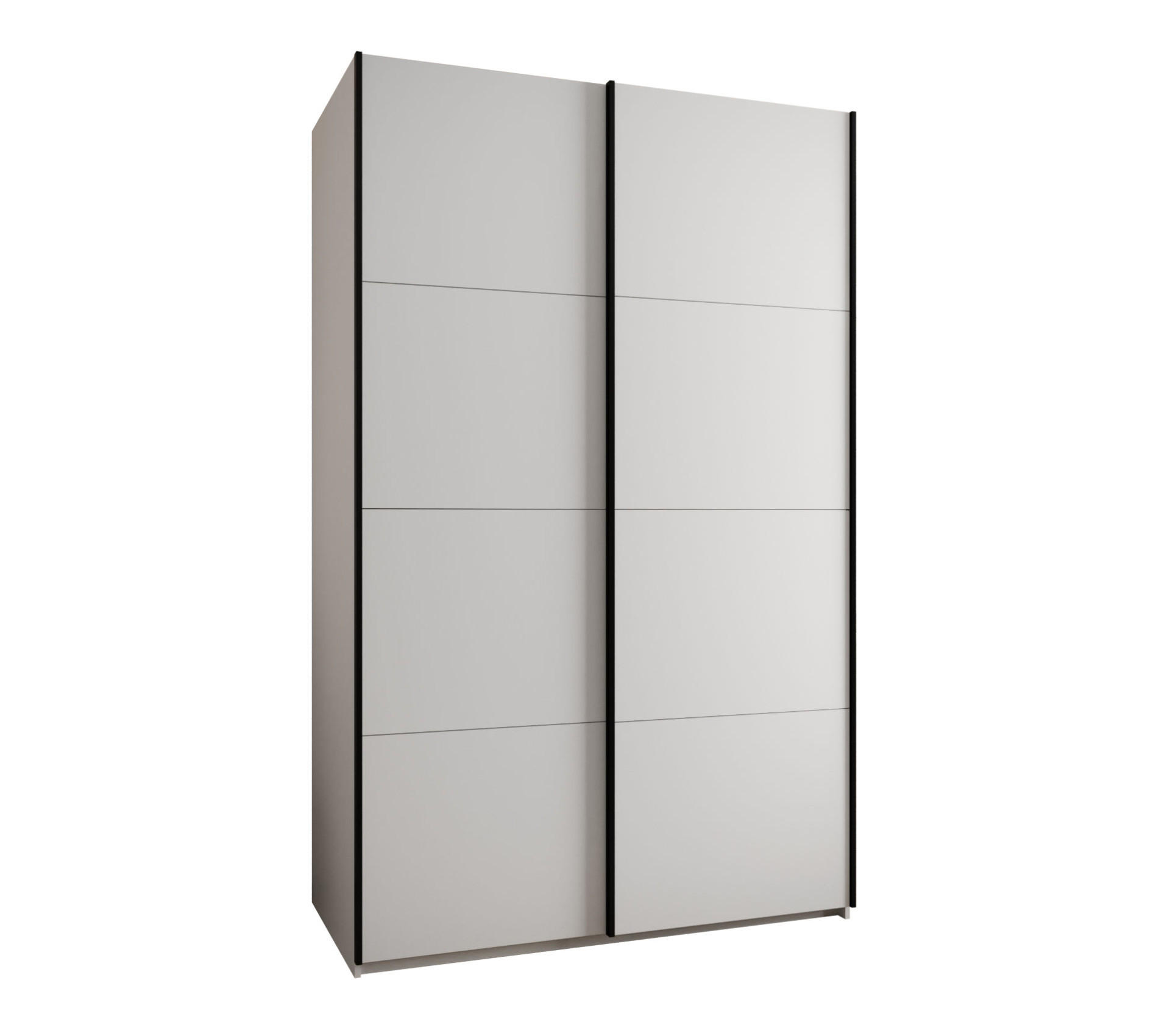 Abiks Möbel Schwebetürenschrank Weiß, Weiß, Schwarz 150x245x64 cm