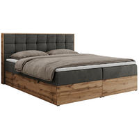 BOXBETT ALBERO 1 - 140/200 Dunkelgrau Velvet - H4 - Dunkelgrau, Holz/Textil (140/200cm) - MKS