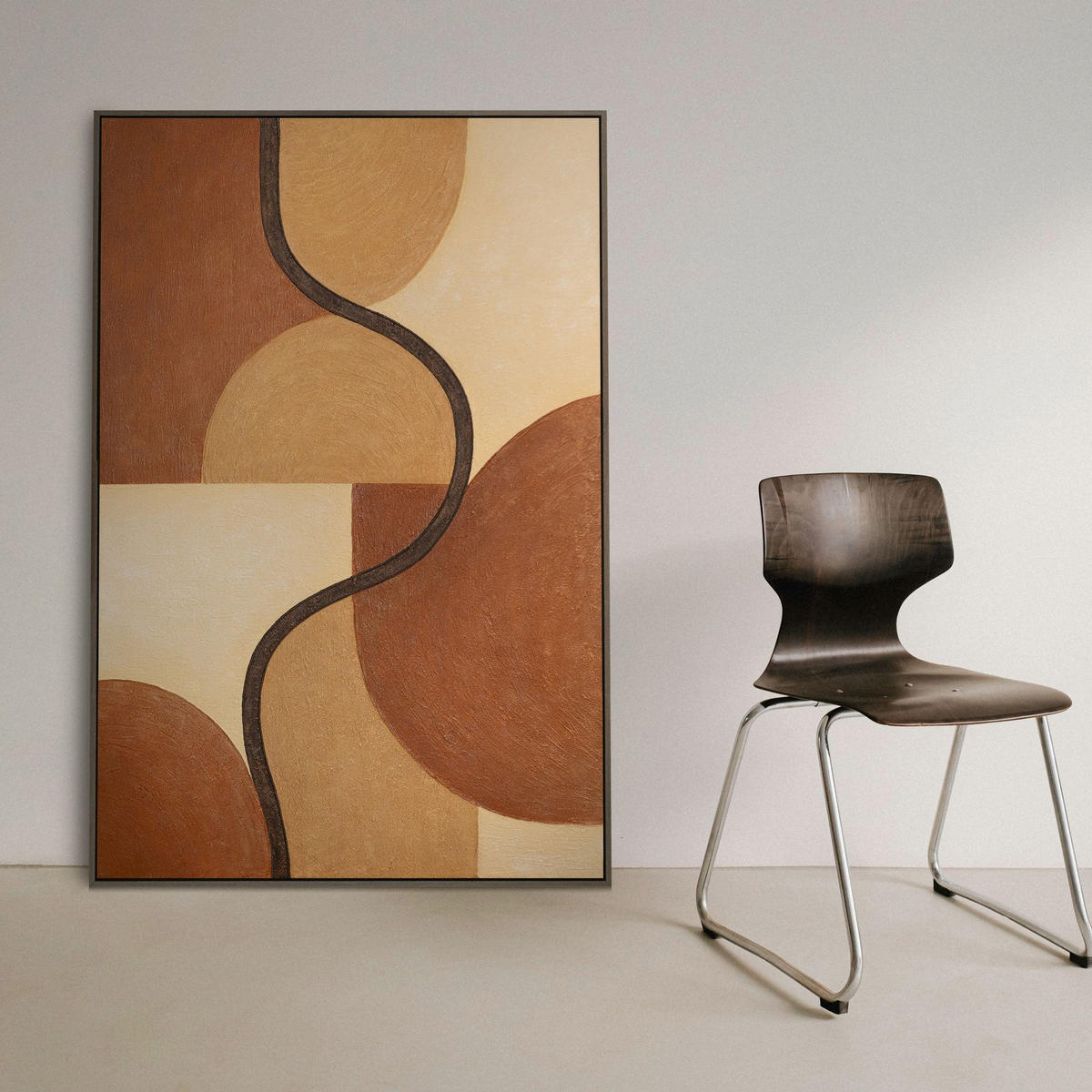 GEMÄLDE Verflechtung der Formen Schattenfugenrahmen Grau 120x80 cm - Grau, Holz (120/80cm) - YS-art gallery