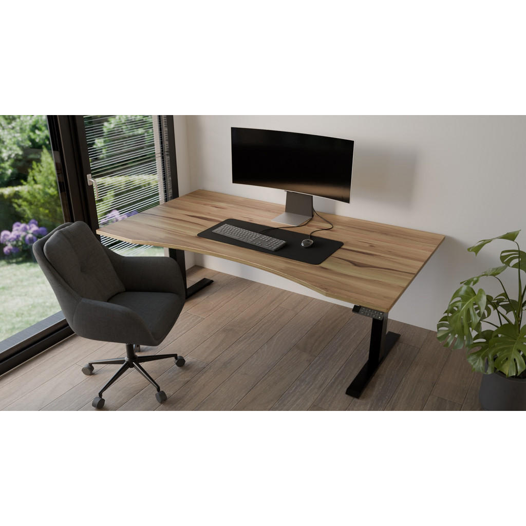 Thumbnail - MeinMassivholz Schreibtisch, Braun, Holz, Echtholz,Kernbuche, Formgebogen, Kufe, 150x65x80 cm, Arbeitszimmer, Schreibtis...