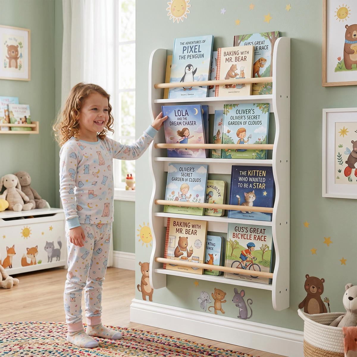 KINDER-BÜCHERREGAL MDF Kiefernholz Weiß - Weiß, Holzwerkstoff (10/98/60cm) - AIYAPLAY