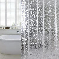 DUSCHVORHANG EVA halbdurchsichtig Kieselsteine schimmelresistent wasserdicht mit Haken rostfrei Badezimmer - Transparent, Kunststoff (180/180cm) - MCBOSON