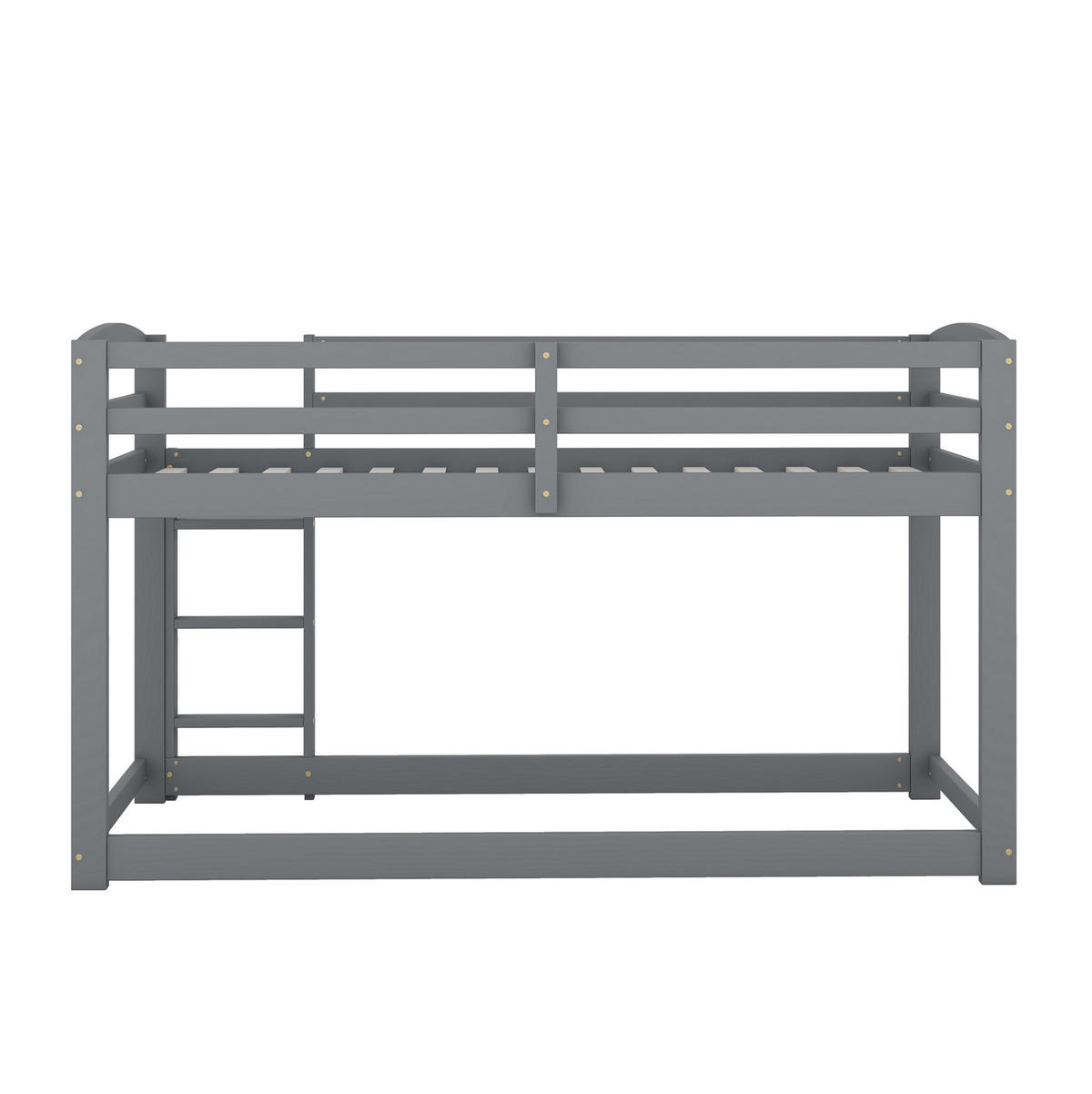 KATNI krevet od borovine 90x200 cm sivi niski profil, sa zaštitnom ogradom i uštedom prostora - siva, drvni materijal (90/200cm) - Modfu