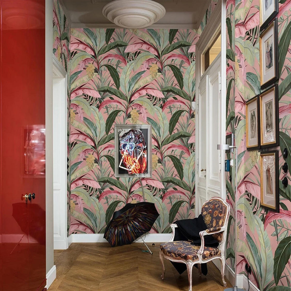 TAPETE Wald aus echtem Papier, 200x280cm, 8 Bögen - Pink, Papier (280/200cm) - WALLPAPERS4BEGINNERS
