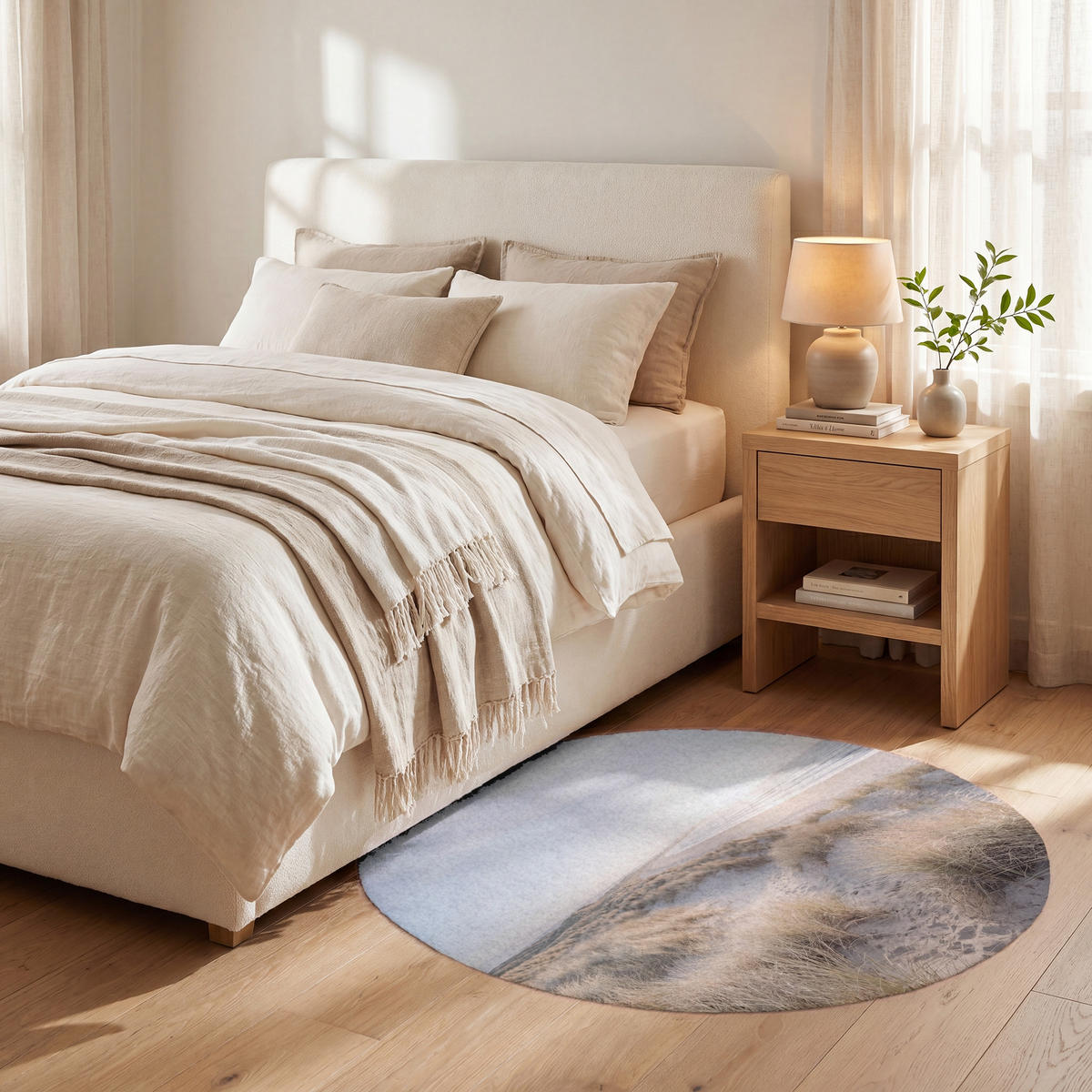 KOBERCE - Duny - Pláž - Béžová - 90x90 cm - piesková, textil/plast (90/0.4cm) - OnlyWow