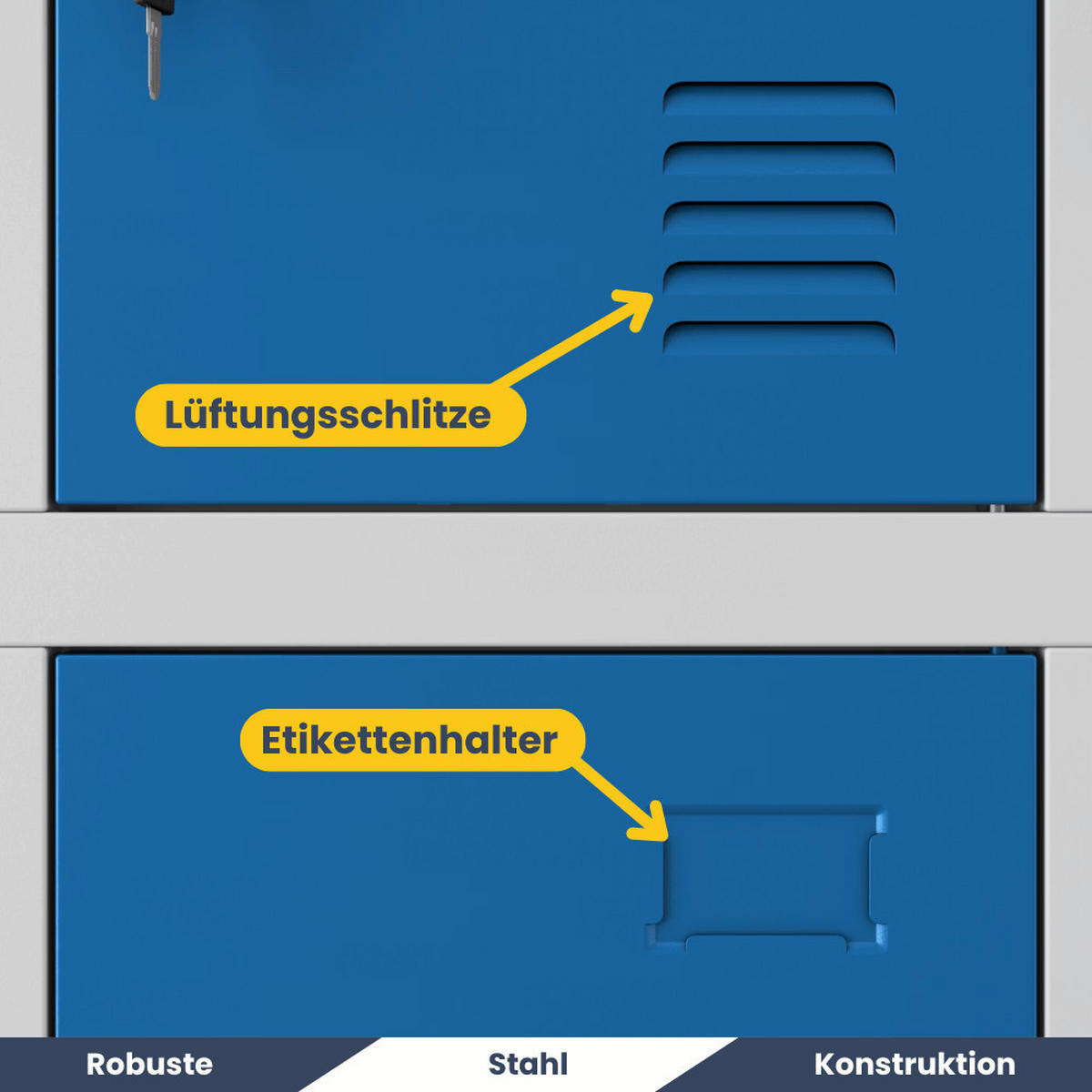 SCHLIESSFACHSCHRANK Spind BERN 12 Fächer185x90x40cm Grau-Blau - Grau, Metall (90/185/40cm) - DELUKE