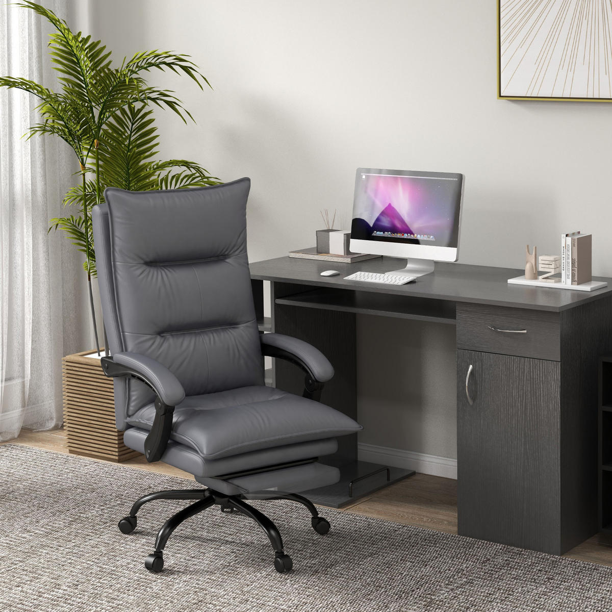 MASÁŽNÍ KANCELÁŘSKÁ ŽIDLE, polyester, pěnová hmota, MDF, ocel, tmavě šedá - tmavě šedá, plast (74/121.5/66cm) - Vinsetto