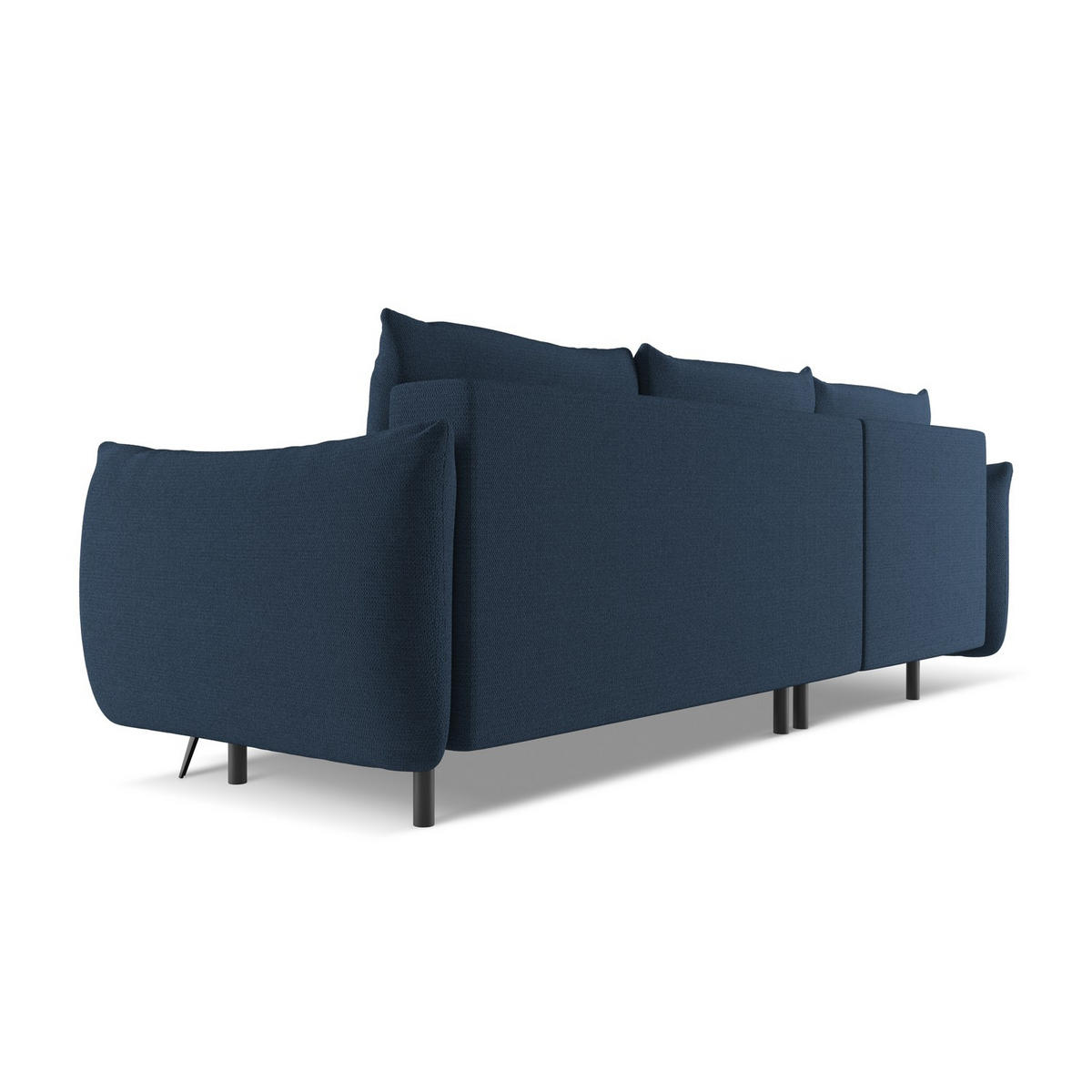 ECKSOFA mit Schlaffunktion Chenille Stoff Blau - Blau/Schwarz, Textil/Metall (162/242cm) - LaMiaSofa