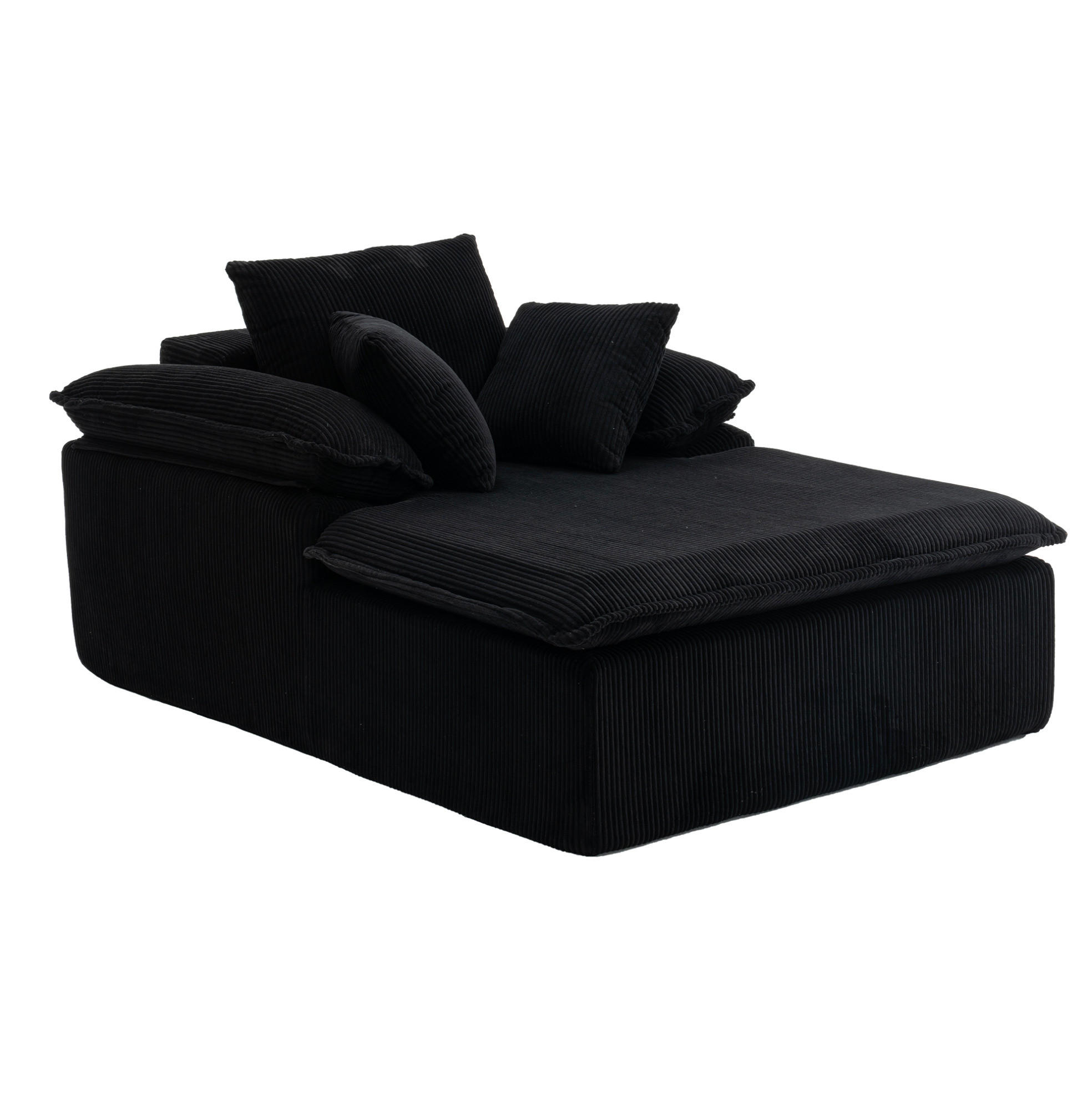 RELAXSOFA Cord ergonomisch mit breiten Armlehnen 177/122/92 cm Schwarz - Schwarz, Textil (122/92/177cm) - Redom