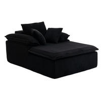 RELAXSOFA Cord ergonomisch mit breiten Armlehnen 177/122/92 cm Schwarz - Schwarz, Textil (122/92/177cm) - Redom