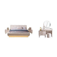 BETTANLAGE Tresana Typ-2 Bett mit Kopfteil 2 Nachttischen und Kommode - Beige, Holzwerkstoff (160/200cm)