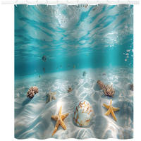 DUSCHVORHANG Waterworld 180 x 200 cm - Blau/Beige, Textil (180/200cm) - Sanilo